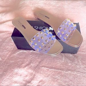 Fashion Nova Rose Gold Slides